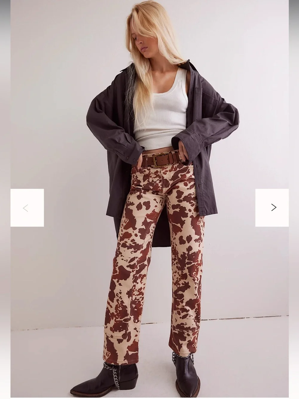 Free People We The Free Cow Print Straight Leg Jeans Size 29 NWOT